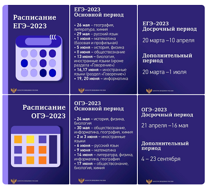 Расписание ЕГЭ и ОГЭ на 2023 год